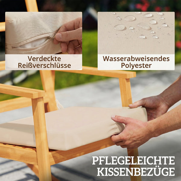Schaukelstuhl mit Kissen und hoher Rückenlehne aus Akazienholz