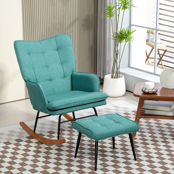 Sedia a dondolo, sedia girevole con poggiapiedi e braccioli, design moderno