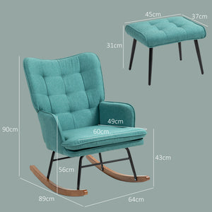 Sedia a dondolo, sedia girevole con poggiapiedi e braccioli, design moderno