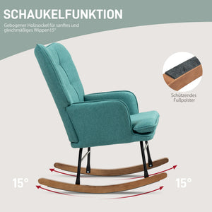 Sedia a dondolo, sedia girevole con poggiapiedi e braccioli, design moderno