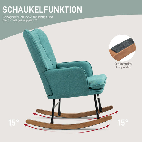 Sedia a dondolo, sedia girevole con poggiapiedi e braccioli, design moderno