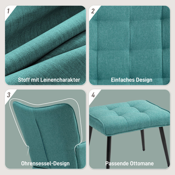 Sedia a dondolo, sedia girevole con poggiapiedi e braccioli, design moderno