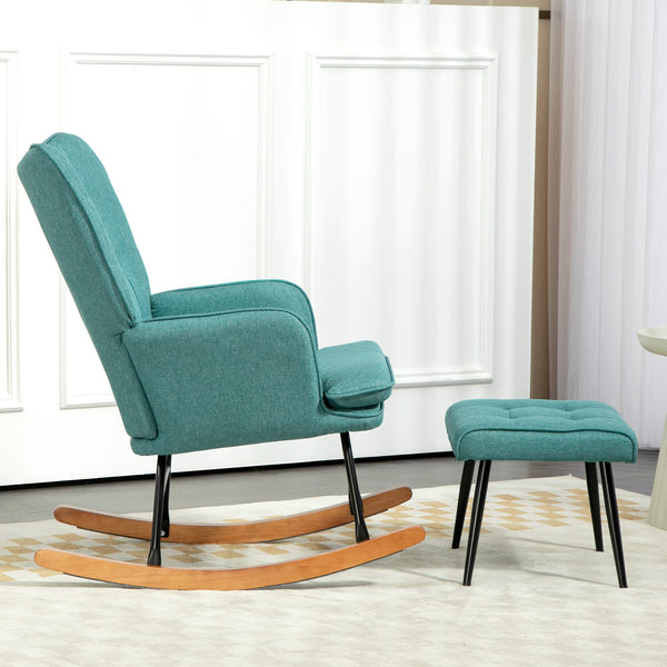 Sedia a dondolo, sedia girevole con poggiapiedi e braccioli, design moderno