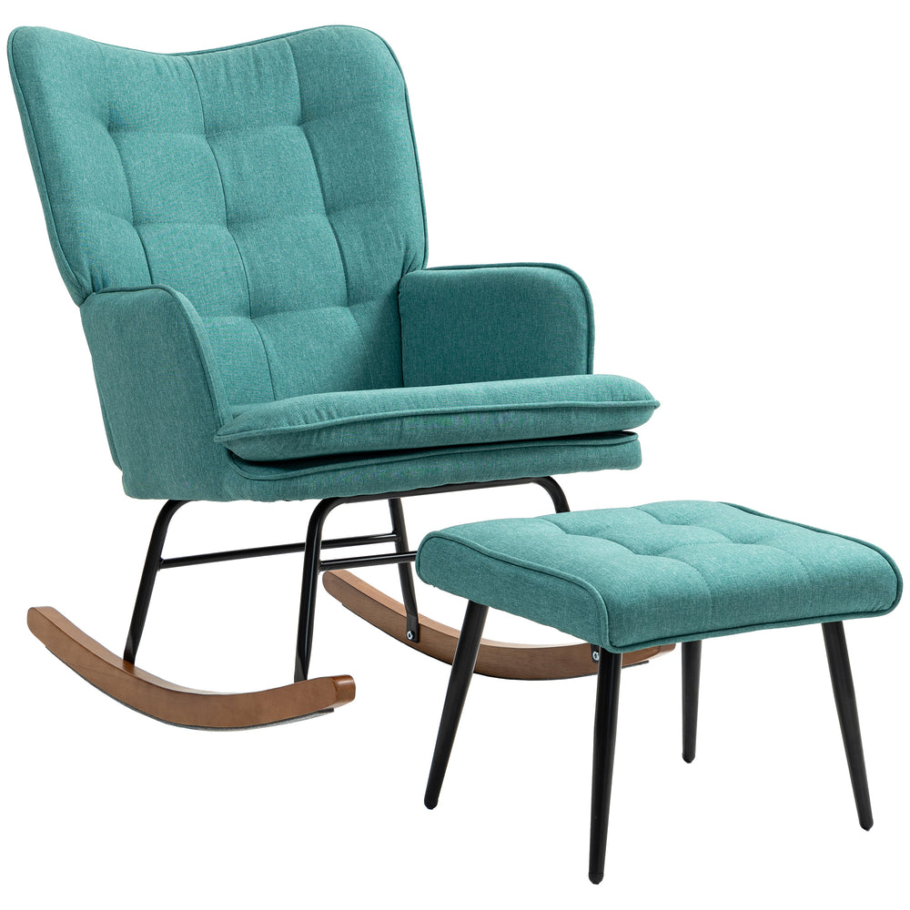 Sedia a dondolo, sedia girevole con poggiapiedi e braccioli, design moderno