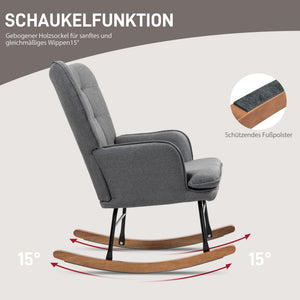 Schaukelstuhl Schwingsessel in Leinenoptik mit Hocker gemütlich & stilvoll