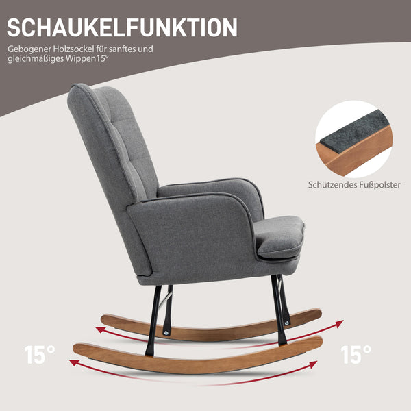 Schaukelstuhl Schwingsessel in Leinenoptik mit Hocker gemütlich & stilvoll