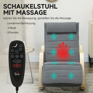 Schaukelstuhl mit Massage und Heizung aus Stoff grau