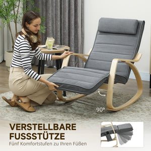 Schaukelstuhl mit Massage und Heizung aus Stoff grau