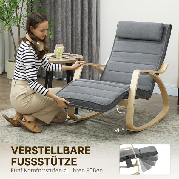 Schaukelstuhl mit Massage und Heizung aus Stoff grau