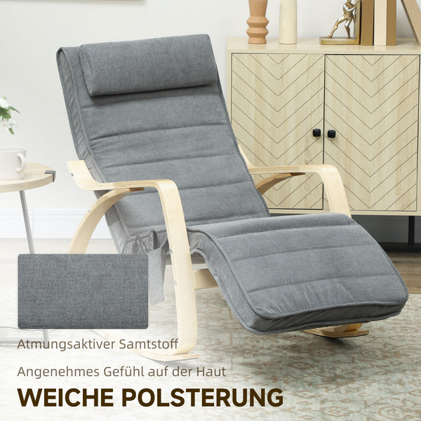 Schaukelstuhl mit Massage und Heizung aus Stoff grau