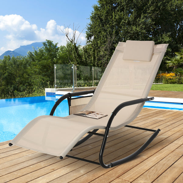 Schaukelstuhl Garten Schaukelliege für draussen Metall beige