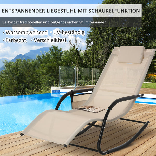 Schaukelstuhl Garten Schaukelliege für draussen Metall beige