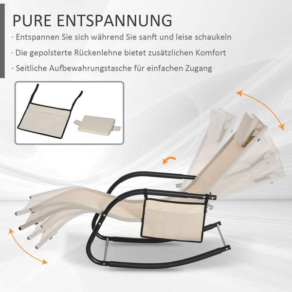 Schaukelstuhl Garten Schaukelliege für draussen Metall beige