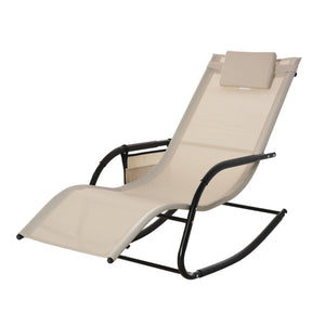 Schaukelstuhl Garten Schaukelliege für draussen Metall beige