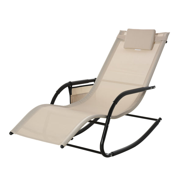 Schaukelstuhl Garten Schaukelliege für draussen Metall beige