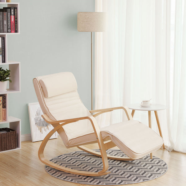 Schaukelstuhl mit Fussstütze Beige