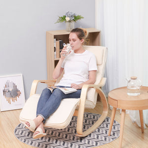 Schaukelstuhl mit Fussstütze Beige