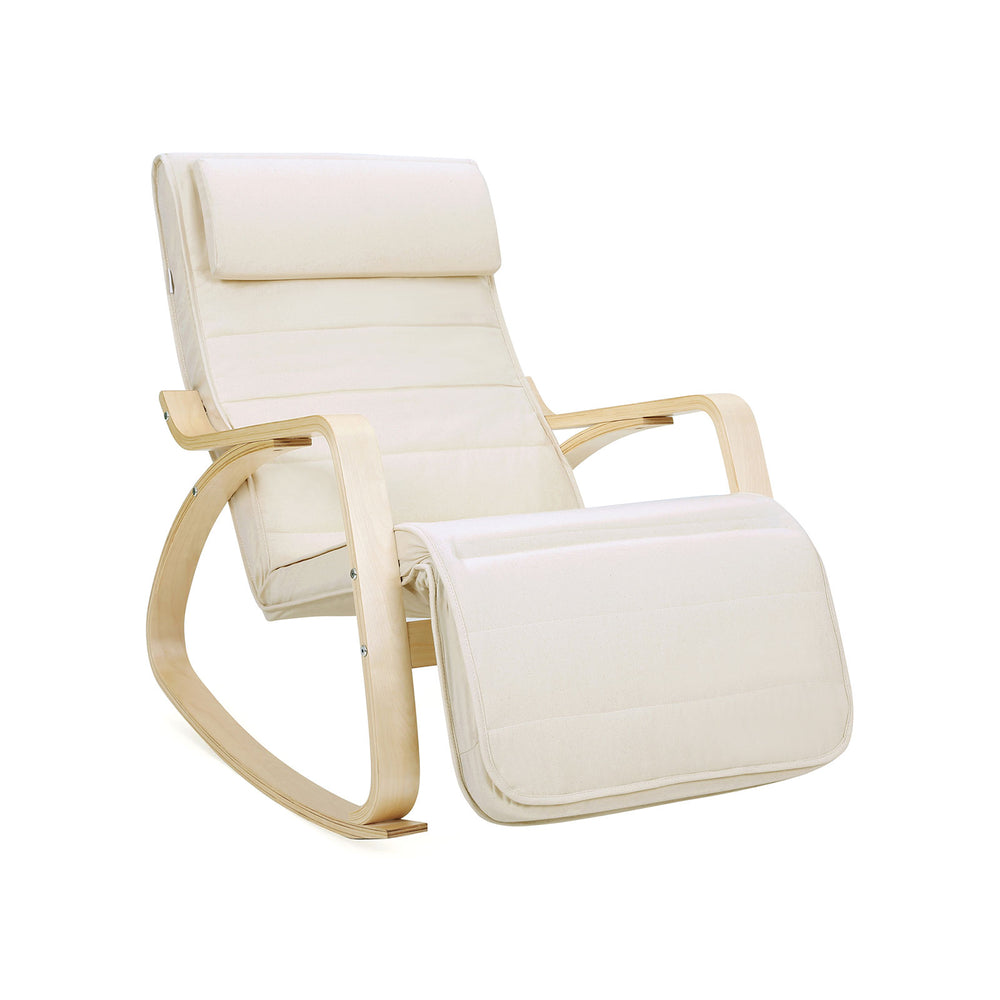 Sedia a dondolo con poggiapiedi, beige