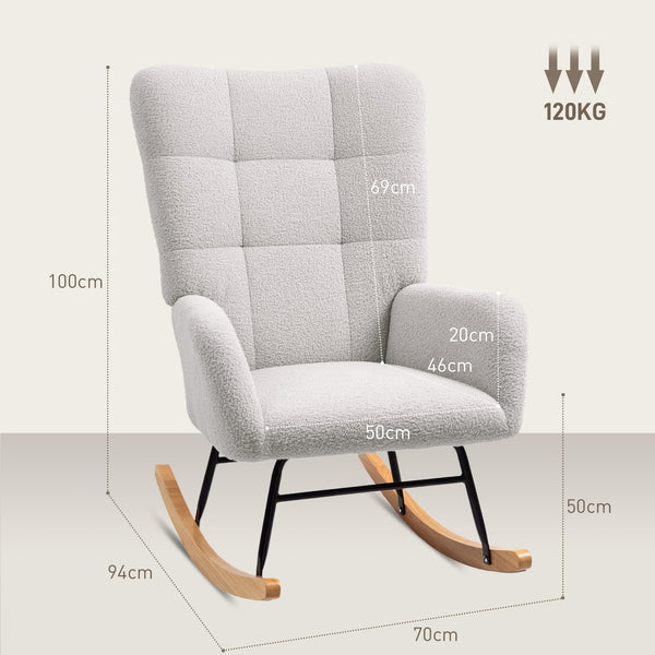 Schaukelstuhl mit weichem Polster für Wohnzimmer hellgrau