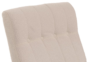 Schaukelstuhl Relaxsessel Holz Bouclé beige Gestell Walnuss-Optik