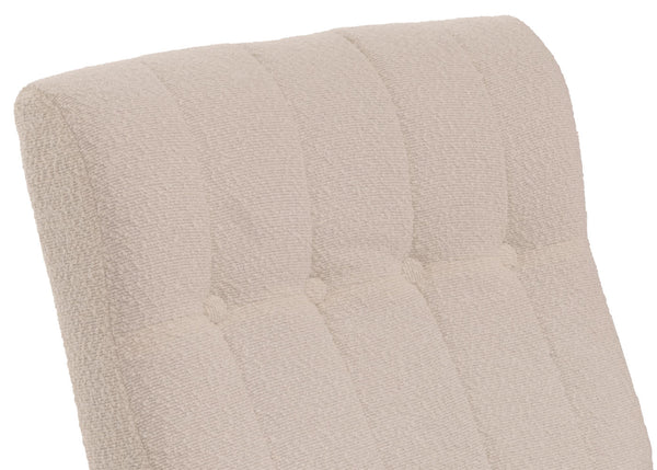 Schaukelstuhl Relaxsessel Holz Bouclé beige Gestell Walnuss-Optik