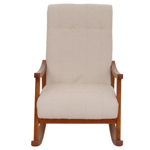 Schaukelstuhl Relaxsessel Holz Bouclé beige Gestell Walnuss-Optik