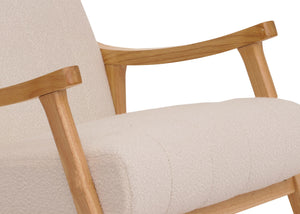 Schaukelstuhl Relaxsessel Holz Bouclé creme Gestell natur