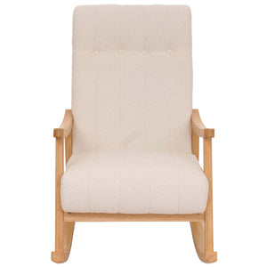 Schaukelstuhl Relaxsessel Holz Bouclé creme Gestell natur