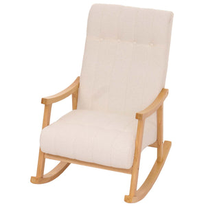 Schaukelstuhl Relaxsessel Holz Bouclé creme Gestell natur