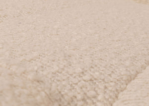 Schaukelstuhl Relaxsessel Holz Bouclé creme Gestell Walnuss-Optik