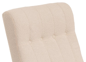 Schaukelstuhl Relaxsessel Holz Bouclé creme Gestell Walnuss-Optik