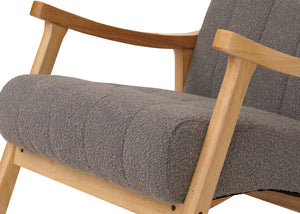 Schaukelstuhl Relaxsessel Holz Bouclé dunkelgrau Gestell natur
