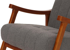 Schaukelstuhl Relaxsessel Holz Bouclé dunkelgrau Gestell Walnuss-Optik