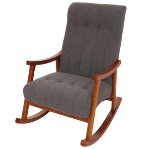 Schaukelstuhl Relaxsessel Holz Bouclé dunkelgrau Gestell Walnuss-Optik