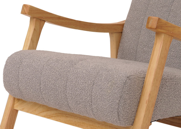 Schaukelstuhl Relaxsessel Holz Bouclé grau Gestell natur