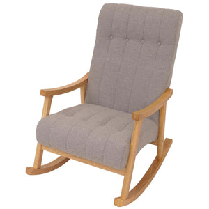 Schaukelstuhl Relaxsessel Holz Bouclé grau Gestell natur
