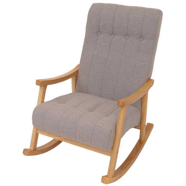 Schaukelstuhl Relaxsessel Holz Bouclé grau Gestell natur