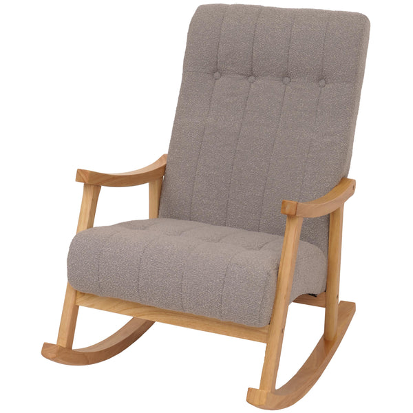 Schaukelstuhl Relaxsessel Holz Bouclé grau Gestell natur
