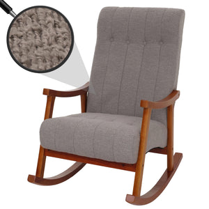 Schaukelstuhl Relaxsessel Holz Bouclé grau Gestell Walnuss-Optik