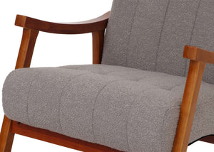 Schaukelstuhl Relaxsessel Holz Bouclé grau Gestell Walnuss-Optik