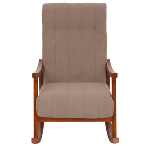 Schaukelstuhl Relaxsessel Holz Bouclé taupe Gestell Walnuss-Optik