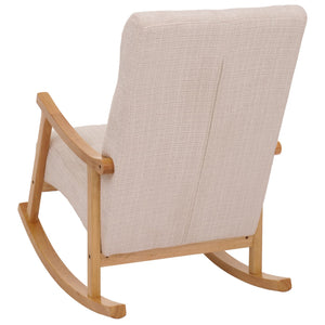 Schaukelstuhl Relaxsessel Holz Chenille creme Gestell natur