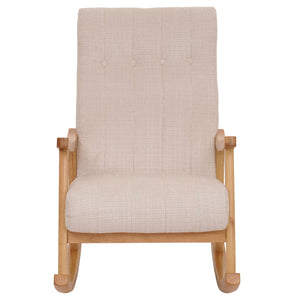Schaukelstuhl Relaxsessel Holz Chenille creme Gestell natur