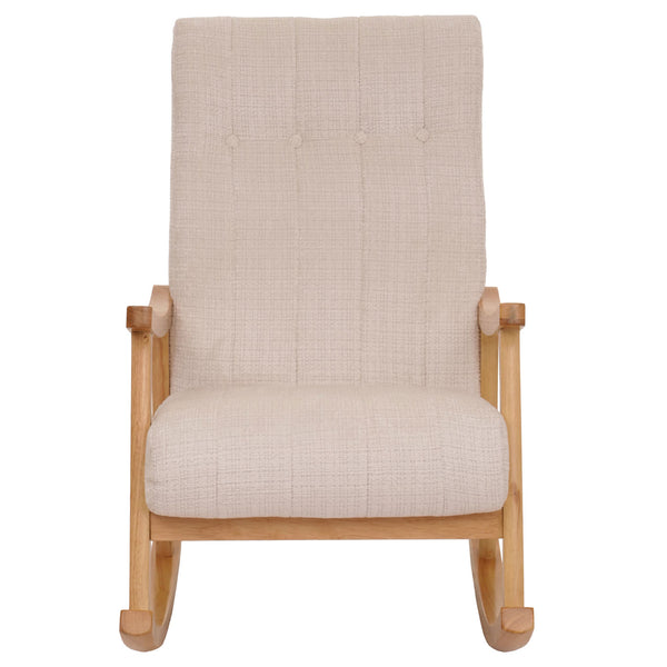 Schaukelstuhl Relaxsessel Holz Chenille creme Gestell natur