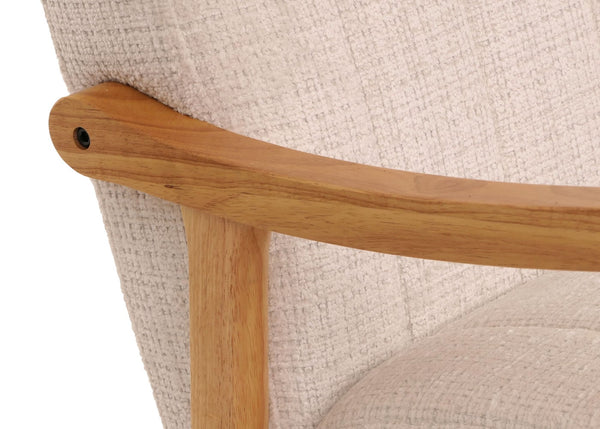 Schaukelstuhl Relaxsessel Holz Chenille creme Gestell natur