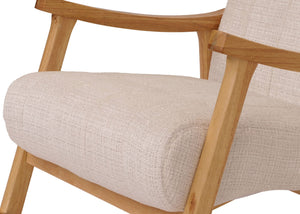 Schaukelstuhl Relaxsessel Holz Chenille creme Gestell natur