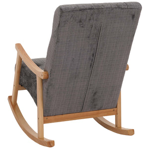 Schaukelstuhl Relaxsessel Holz Chenille dunkelgrau Gestell natur