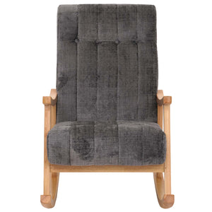 Schaukelstuhl Relaxsessel Holz Chenille dunkelgrau Gestell natur
