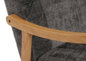 Schaukelstuhl Relaxsessel Holz Chenille dunkelgrau Gestell natur