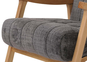 Schaukelstuhl Relaxsessel Holz Chenille dunkelgrau Gestell natur